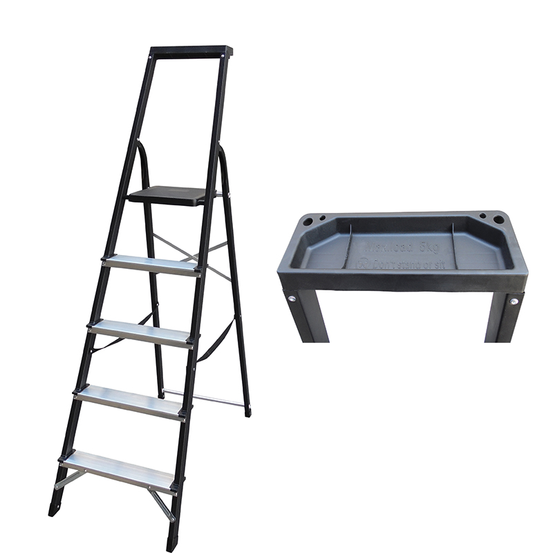 LJS503D-508D 3-7 Steps Ladder Folding Aluminium Ladders with Safety Non-Slip Step